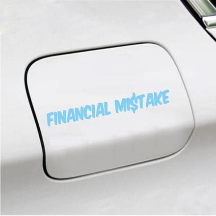 Bumpersticker - Financial Mistake - 4,1 X 25 - Licht Blauw