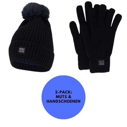 Heatkeeper - Thermo set Dames - handschoenen/muts - Navy - Onesize - Winterset dames - Muts dames - Handschoenen dames