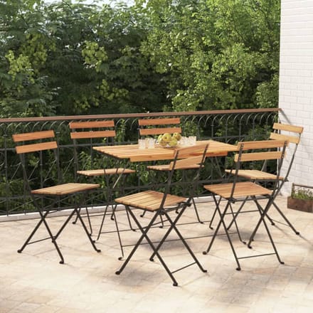 vidaXL - Klapstoelen - 6 - stuks - van - massief - teakhout - en - staal