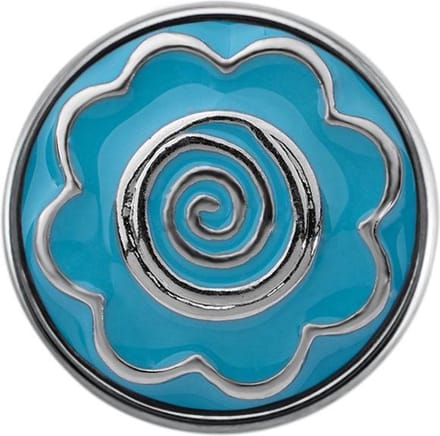 Quiges - Dames Click Button Drukknoop 18mm Bloem Symbool Blauw - EBCM276