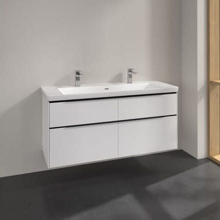 Villeroy & Boch Subway 3.0 vanity unit 127.2 cm, 4 drawers, handles volcano black C60201VE