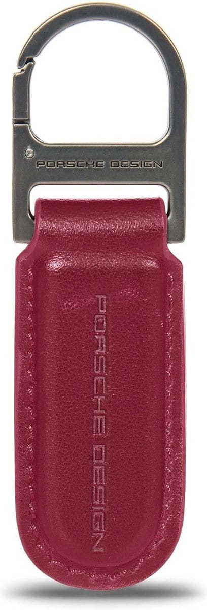 PORSCHE DESIGN Leren Sleutelhanger Keyring Oval Carmine Red Donkerrood