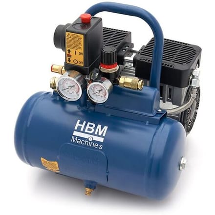 HBM olievrije stille compressor, 6 liter, 8 bar, 0,7 pk