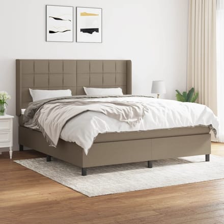 vidaXL - Boxspring - met - matras - stof - taupe - 180x200 - cm