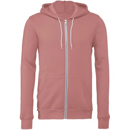 Bella+Canvas Unisex Poly-Cotton Fleece Full-Zip Hoodie CV3739 - Mauve (Solid) - M