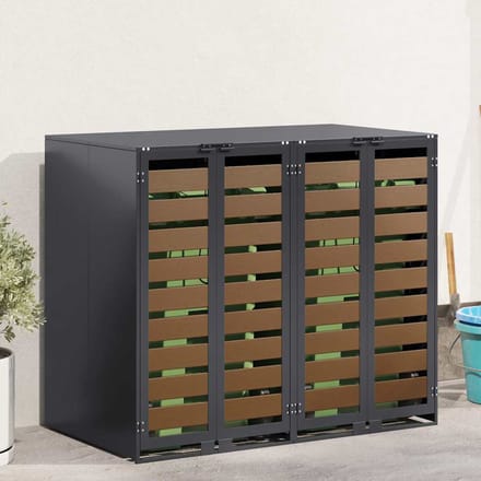 vidaXL - Wheelie - Bin - opslag - voor - 3 - bakken - Staal - Antraciet