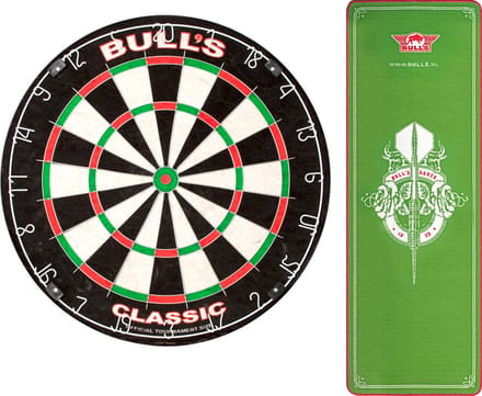 Bull's Dartbord Voordeel Set 1. Classic + Carpet mat Green 241 x 67