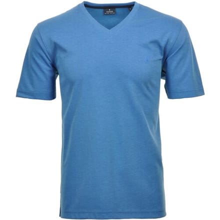 Ragman T-Shirt Softknit Uni Easy Care V-Neck Aqua / male