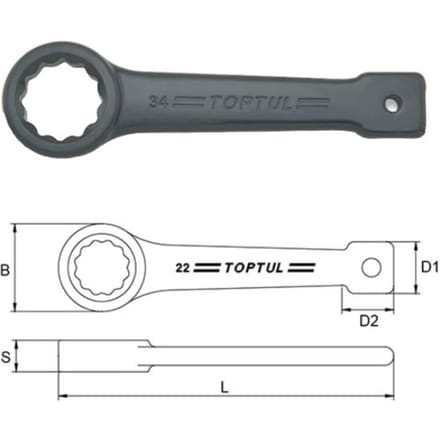 Ringsleutel  TOPTUL 33 mm, Lengte: 190mm