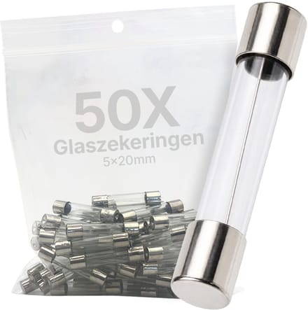VLTG Glaszekering 5x20mm - 8A - T(traag) - Beschermt tegen overbelasting - 50 stuks