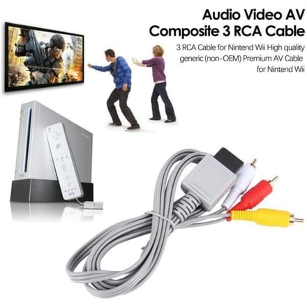 Câble Audio vidéo AV Composite plaqué or, 1.8 mètres, 3 RCA, pour nintendo Wii