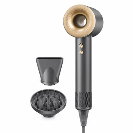High-speed hair dryer - 1600 W - ionic and hot/cold air - concentrator nozzle - grey