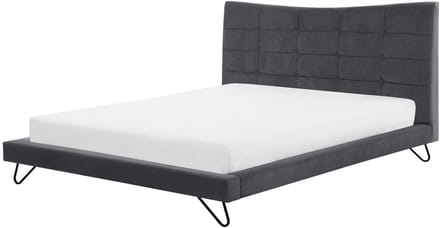LANNION - Tweepersoonsbed - Donkergrijs - 180 x 200 cm - Fluweel