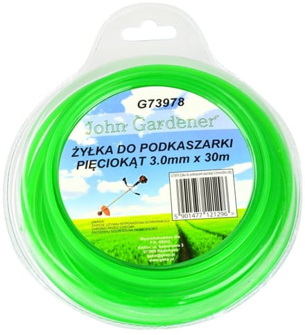 John Gardener Nylon lijn - Pentagonaal - 3,0 mm x 30 m - Groen - Hoge snij-efficiëntie
