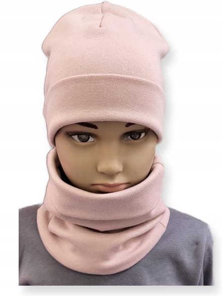 Dartomik - Baby Set - Dubbele Muts - Sjaal - Puder Roze - Maat 40-44