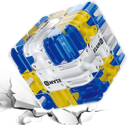 Labyrint Dobbelstenen - Hersentraining Spel - Logische Ontwikkeling - 3D Rolbal Uitdaging - 9.5 x 9.2 x 9.1 cm - Transparant