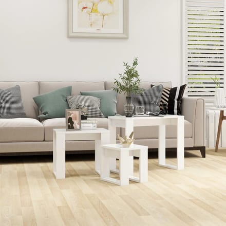 vidaXL - Bijzettafels - 3 - st - wit - bewerkt - hout