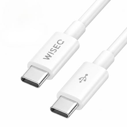 USB C naar USB C datakabel 1m – USB C oplaadkabel – 60W snellaadkabel geschikt voor iPhone 17/16/15 & Samsung Galaxy – wit – WiseQ