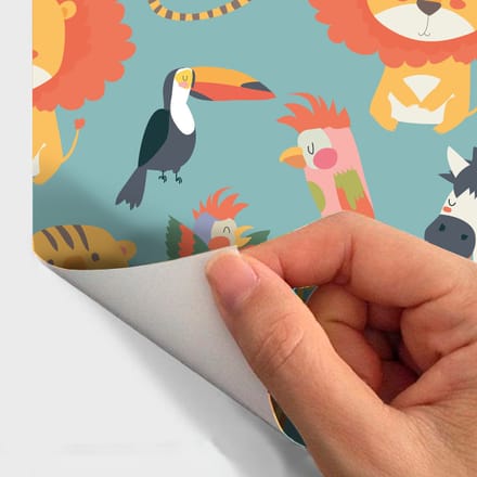 Behangsticker - Lachende jungledieren - 60x60cm