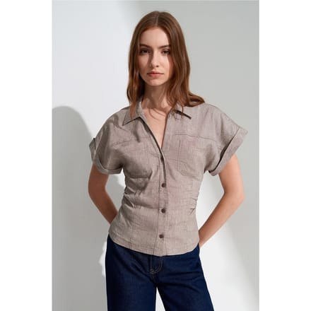 Aansluitende Textuur Korte Mouwen Shirt