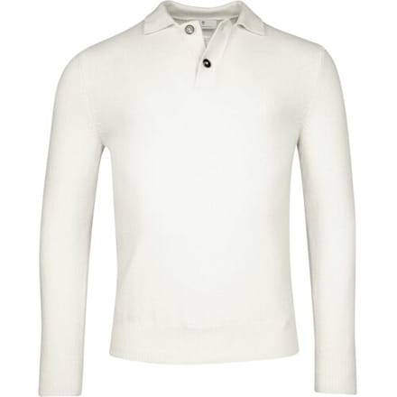 Thomas Maine Trui Superfine Lambswool Placket Buttons Single Knit Vintage Ecru / male