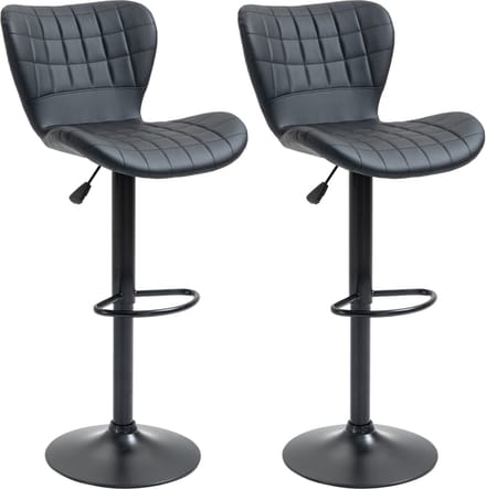 Barkrukken set van 2 - Barkrukken - Stoelen - Zwart - 47 cm x 56 cm x 89-109 cm