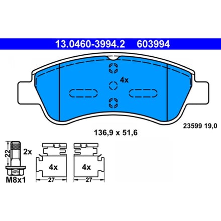 Remblokset ATE 13.0460-3994.2, voor