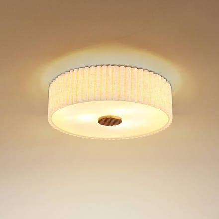 Globo Plafondlamp Jannie, naturel, linnen, 3-lamps, Ø 50 cm, E27