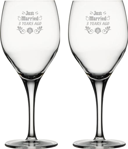 Gegraveerde set witte wijnglazen 34cl Just Married 3 years ago