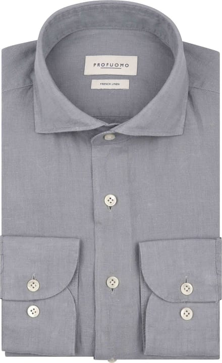 Profuomo Overhemd Linnen Blauw - Maat 37 - Heren - Overhemden Casual