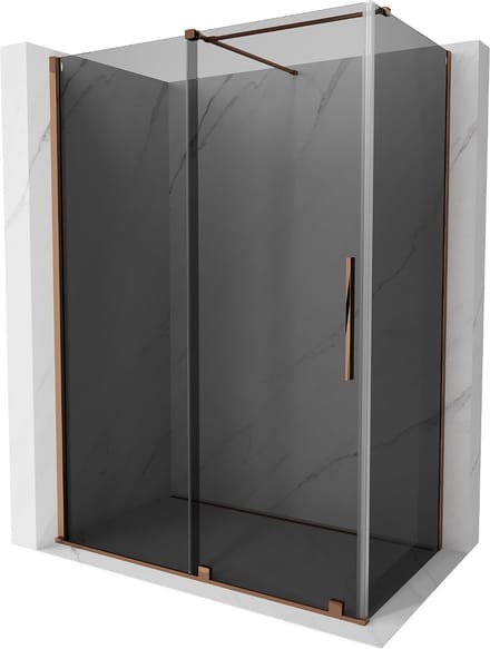 Mexen Velar schuifdouchecabine 130 x 75 , grafiet, roségoud - 871-130-075-41-60