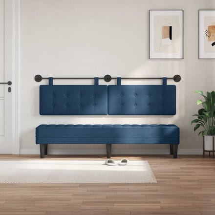 vidaXL Hangend hoofdbord Blauw Stof