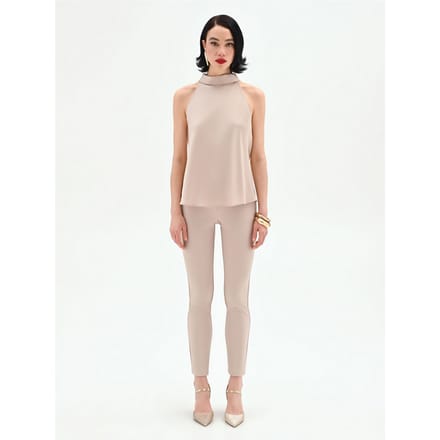 top handed vrouw coltneck beige
