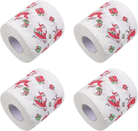 Kerst Toilettenpapier - Feestelijke Tissues - Kerstdecoratie - Dubbellaags - 4 Rollen - Wit