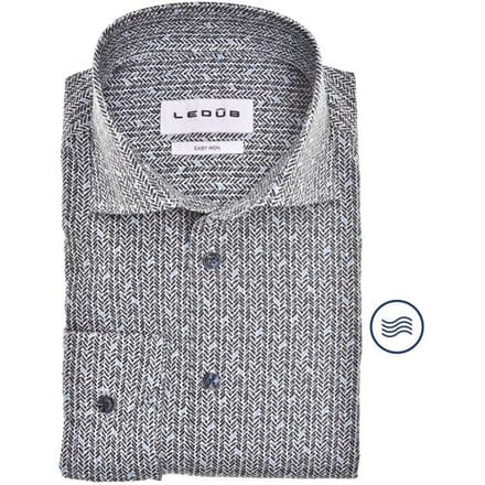 Ledûb overhemd modern print blauw
