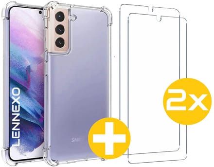 Hoesje en Screenprotector Combi Geschikt Voor Samsung S21 - Anti Shock Hoesje + 2x Screenprotector