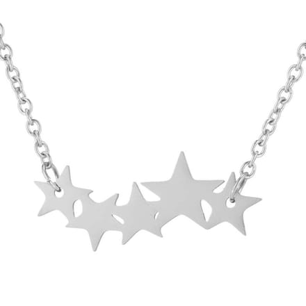 Gading® dames ketting met sterren-zilverkleurig-43cm-RVS ketting