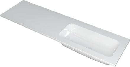 INK Faktor wastafel polystone rechts zonder kraangat 160x45x1,5cm, glans wit