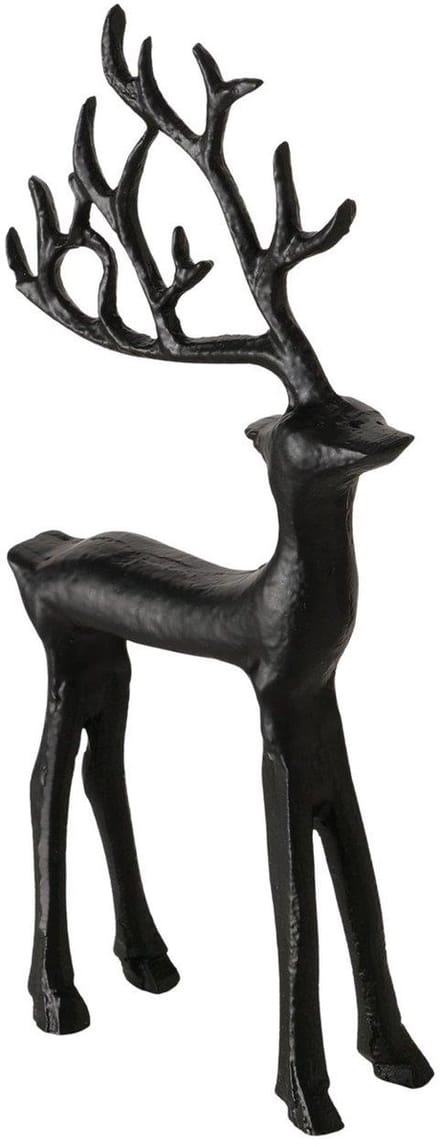 Boltze Home decoratie hert zwart metaal 9x3x20cm modern design.