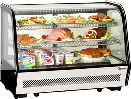 Bartscher Koelvitrine 160L - Zwart/RVS - 3 Schappen + Digitaal Display - 885x580x690mm