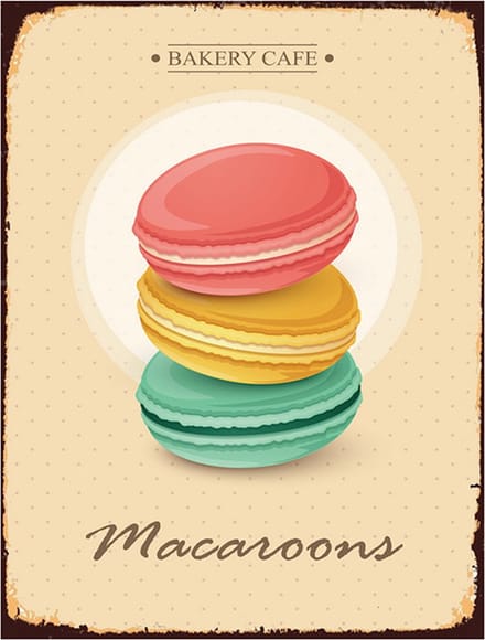 Clayre & Eef Tekstbord 25x33 cm Beige Ijzer Macarons Bakery Wandbord