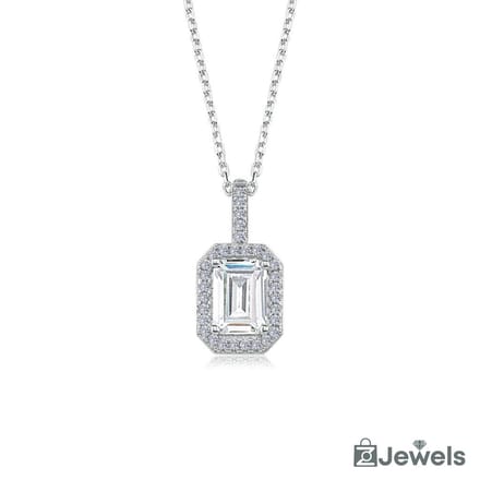 OZ Jewels – Emerald Éénvoud Ketting – Zilver – Smaragdlook – Dames