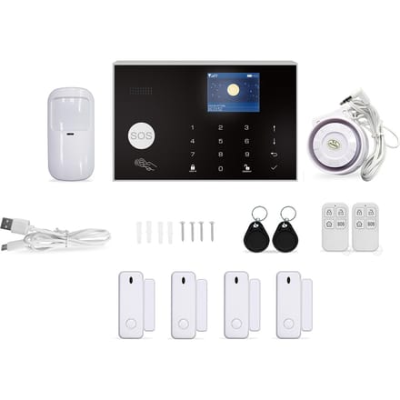2G/WiFi TY Draadloos Huis Alarmsysteem 2,4-inch TFT Kleuren Touchscreen Alarmpaneel Afstandsbediening zwart
