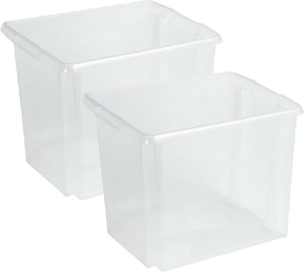 Sunware Opslagbox Nesta - 2x - kunststof - 45L - transparant - 45 x 36 x 36 cm - stapelbaar