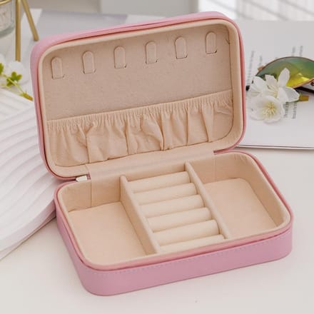 Mode Vrouwen Draagbare Reis Sieradendoos PU Leer Ketting Ring Oorbellen Rits Opbergdozen Sieraden Display Cases Organizer