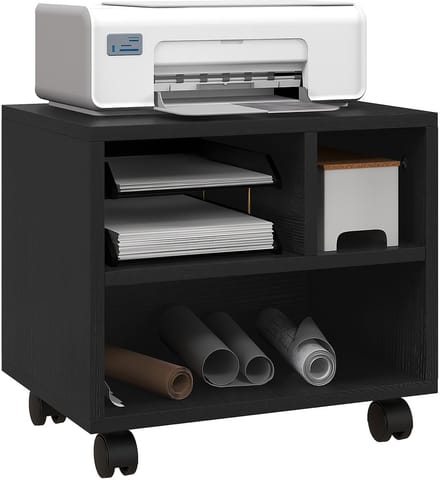 HOMCOM Printerkast - Spaanplaat - 40x30x36cm - Zwart