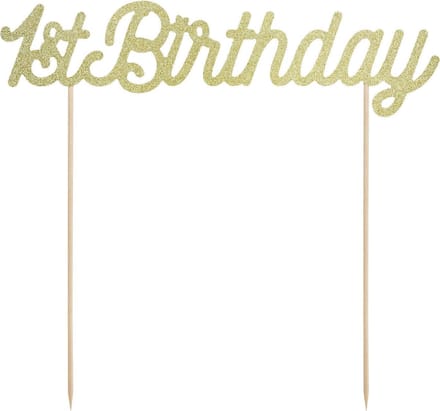PartyDeco - Cake topper 1st Birthday Goud