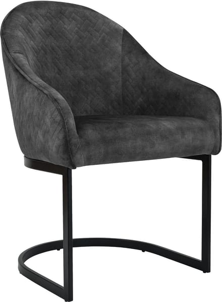 CLP Jarik Eetkamerstoel - met armleuning - Modern - Metalen Frame - Belastbaar tot 140 kg - Fluweel/donkergrijs