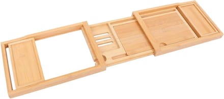 Badkuip Tray - Bad Accessoires - Ontspannen in Bad - Uitschuifbaar Ontwerp - Tot 87 cm - Beige
