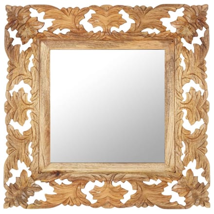 vidaXL - Spiegel - handgesneden - 50x50 - cm - massief - mangohout - bruin